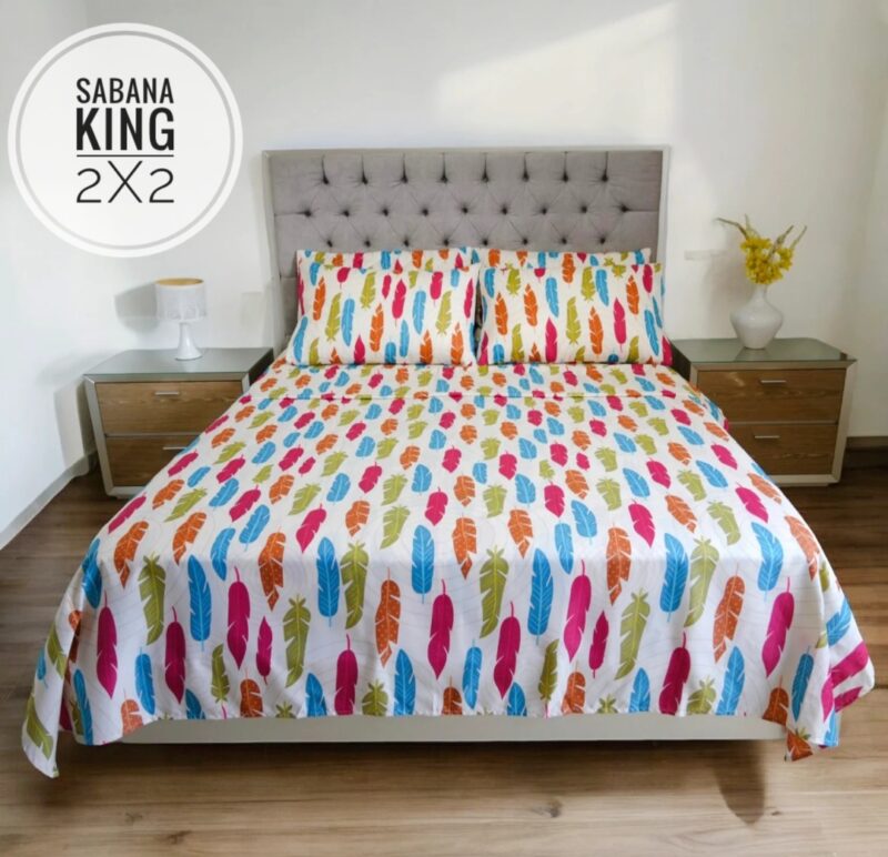JUEGO DE SÁBANA KING - PLUMA COLORIDA